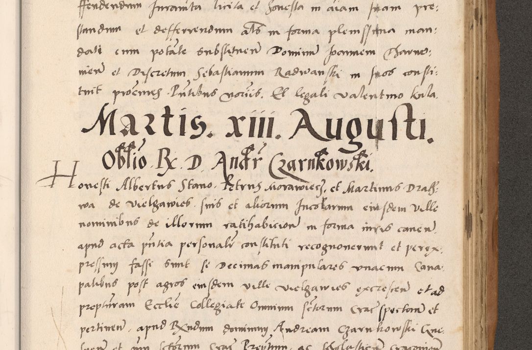 Zdjęcie nr 703 dla obiektu archiwalnego: Acta actorum causarum, sentenciarum tam diffinitivarum quam interlocutoriarum et obligacionum coram reverendo domino Petro Mischkowski custode Kielcensi, canonico vicarioque in spiritualibus generali Cracoviensi ad annum Domini millesimum quingentesimum octavum, cuius indicio est sexta, pontificatus sanctissimi in Christo patris et domini nostri domini Pauli divina providencia pape tercii feliciter moderni, anno coronacionis quarto decimo continuantur