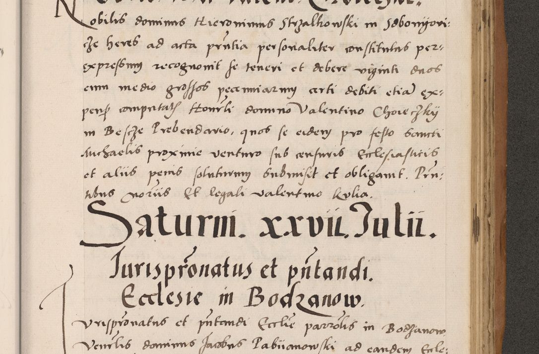 Zdjęcie nr 697 dla obiektu archiwalnego: Acta actorum causarum, sentenciarum tam diffinitivarum quam interlocutoriarum et obligacionum coram reverendo domino Petro Mischkowski custode Kielcensi, canonico vicarioque in spiritualibus generali Cracoviensi ad annum Domini millesimum quingentesimum octavum, cuius indicio est sexta, pontificatus sanctissimi in Christo patris et domini nostri domini Pauli divina providencia pape tercii feliciter moderni, anno coronacionis quarto decimo continuantur