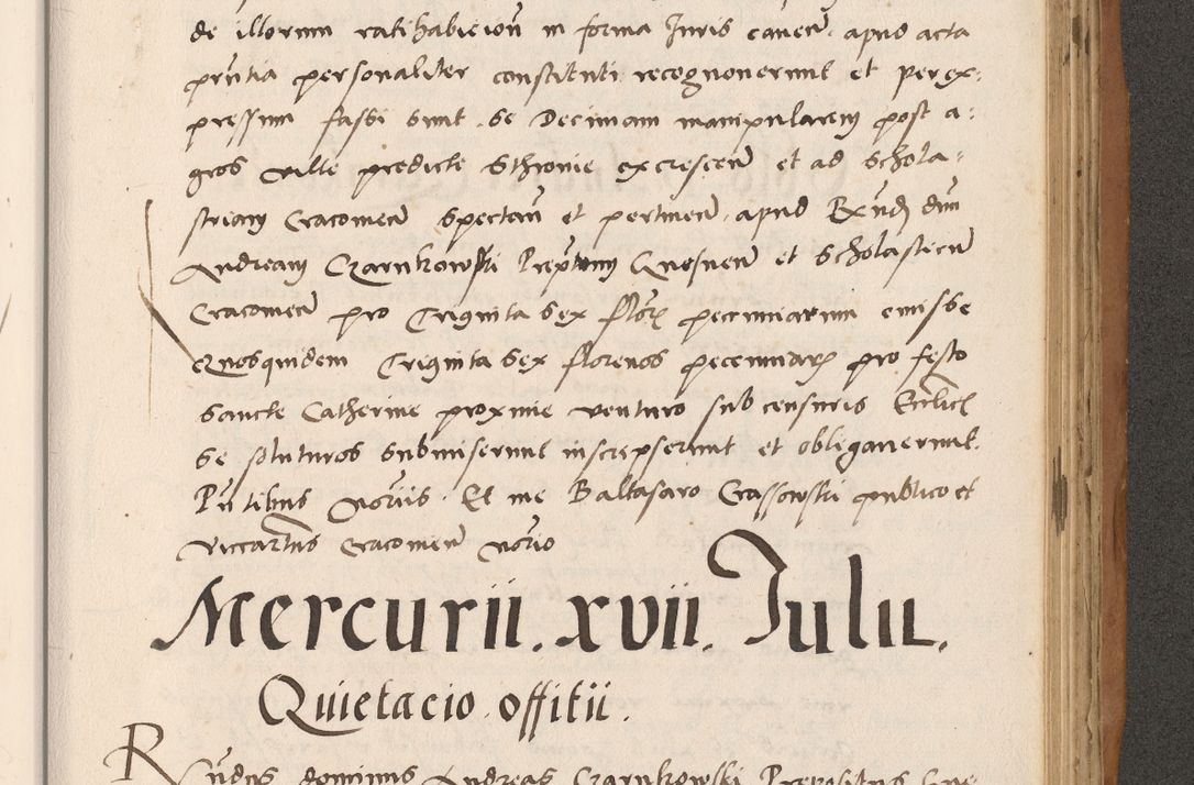 Zdjęcie nr 687 dla obiektu archiwalnego: Acta actorum causarum, sentenciarum tam diffinitivarum quam interlocutoriarum et obligacionum coram reverendo domino Petro Mischkowski custode Kielcensi, canonico vicarioque in spiritualibus generali Cracoviensi ad annum Domini millesimum quingentesimum octavum, cuius indicio est sexta, pontificatus sanctissimi in Christo patris et domini nostri domini Pauli divina providencia pape tercii feliciter moderni, anno coronacionis quarto decimo continuantur
