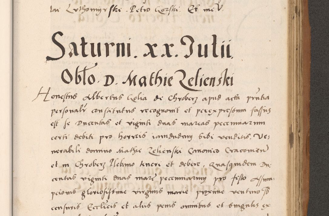 Zdjęcie nr 691 dla obiektu archiwalnego: Acta actorum causarum, sentenciarum tam diffinitivarum quam interlocutoriarum et obligacionum coram reverendo domino Petro Mischkowski custode Kielcensi, canonico vicarioque in spiritualibus generali Cracoviensi ad annum Domini millesimum quingentesimum octavum, cuius indicio est sexta, pontificatus sanctissimi in Christo patris et domini nostri domini Pauli divina providencia pape tercii feliciter moderni, anno coronacionis quarto decimo continuantur