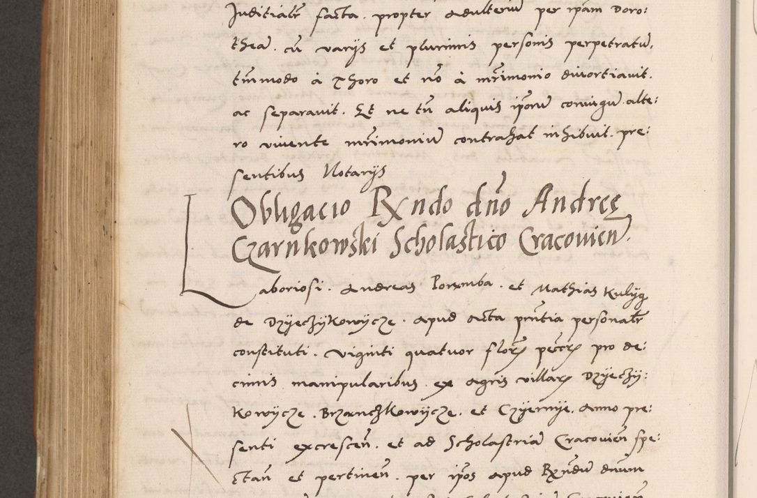 Zdjęcie nr 676 dla obiektu archiwalnego: Acta actorum causarum, sentenciarum tam diffinitivarum quam interlocutoriarum et obligacionum coram reverendo domino Petro Mischkowski custode Kielcensi, canonico vicarioque in spiritualibus generali Cracoviensi ad annum Domini millesimum quingentesimum octavum, cuius indicio est sexta, pontificatus sanctissimi in Christo patris et domini nostri domini Pauli divina providencia pape tercii feliciter moderni, anno coronacionis quarto decimo continuantur