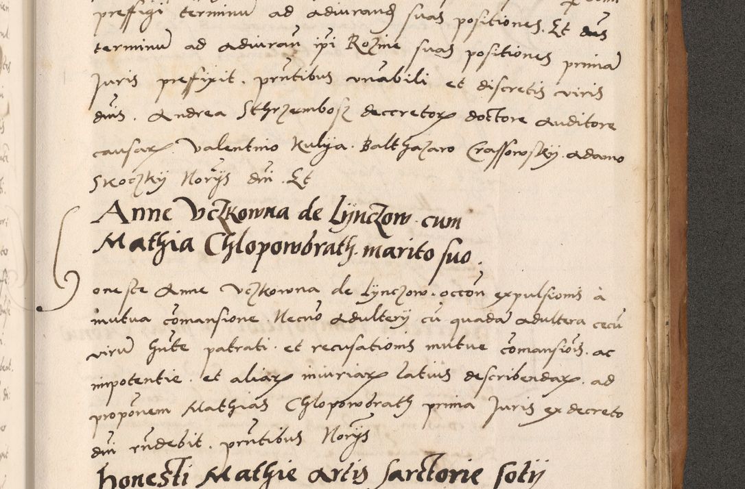 Zdjęcie nr 807 dla obiektu archiwalnego: Acta actorum causarum, sentenciarum tam diffinitivarum quam interlocutoriarum et obligacionum coram reverendo domino Petro Mischkowski custode Kielcensi, canonico vicarioque in spiritualibus generali Cracoviensi ad annum Domini millesimum quingentesimum octavum, cuius indicio est sexta, pontificatus sanctissimi in Christo patris et domini nostri domini Pauli divina providencia pape tercii feliciter moderni, anno coronacionis quarto decimo continuantur