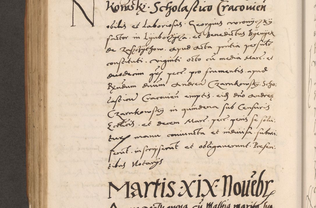 Zdjęcie nr 810 dla obiektu archiwalnego: Acta actorum causarum, sentenciarum tam diffinitivarum quam interlocutoriarum et obligacionum coram reverendo domino Petro Mischkowski custode Kielcensi, canonico vicarioque in spiritualibus generali Cracoviensi ad annum Domini millesimum quingentesimum octavum, cuius indicio est sexta, pontificatus sanctissimi in Christo patris et domini nostri domini Pauli divina providencia pape tercii feliciter moderni, anno coronacionis quarto decimo continuantur