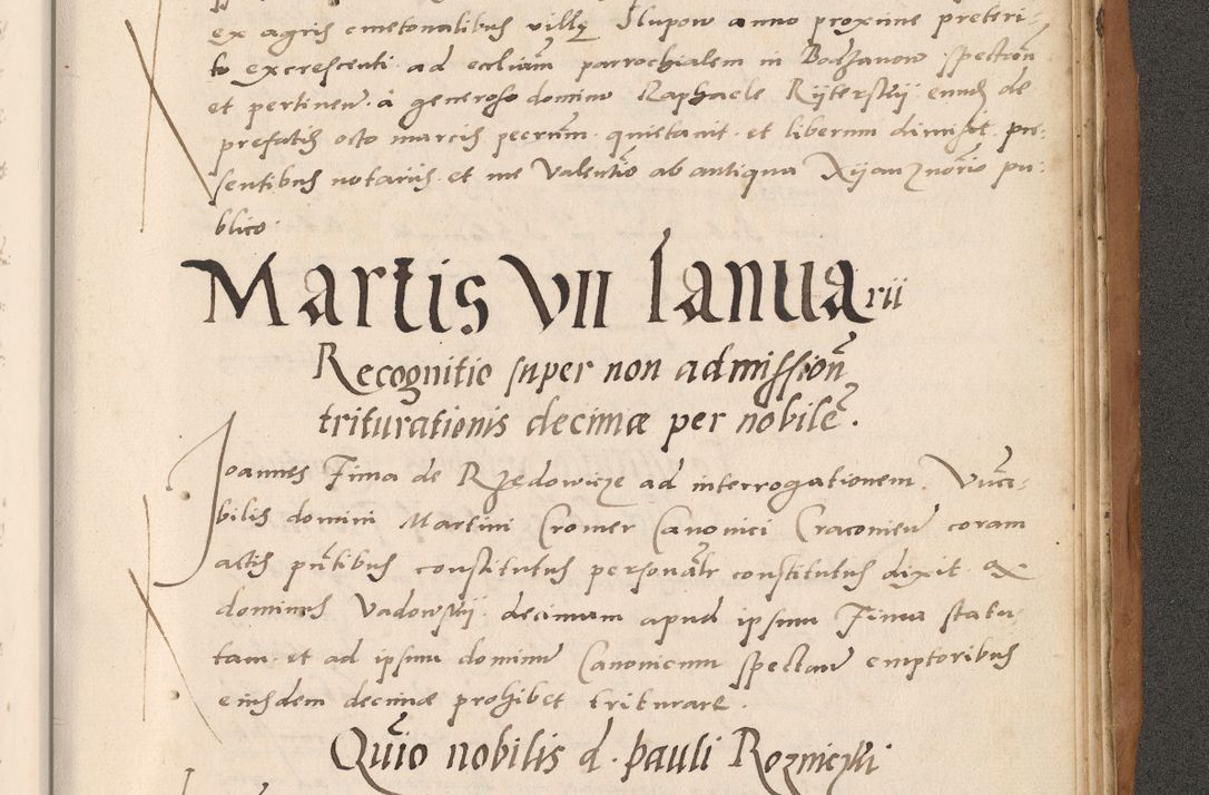 Zdjęcie nr 865 dla obiektu archiwalnego: Acta actorum causarum, sentenciarum tam diffinitivarum quam interlocutoriarum et obligacionum coram reverendo domino Petro Mischkowski custode Kielcensi, canonico vicarioque in spiritualibus generali Cracoviensi ad annum Domini millesimum quingentesimum octavum, cuius indicio est sexta, pontificatus sanctissimi in Christo patris et domini nostri domini Pauli divina providencia pape tercii feliciter moderni, anno coronacionis quarto decimo continuantur