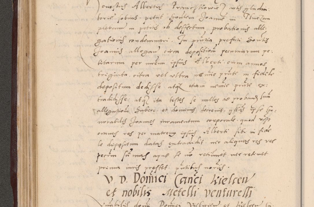 Zdjęcie nr 140 dla obiektu archiwalnego: Acta actorum causarum, sententiarum tam diffinitivarum quam interlocutoriarum et obligationum, quietationum ac constitutionum procuratorum coram reverendo domino Petro Mischkowsky Gneznensi et Cracoviensi canonico vicarique in spiritualibus Cracoviensi generali ad annum Domini MDLᵐᵘᵐ, cuius indicio est octava, pontificatus post mortem sanctissimi in Christo patris et domini nostri domini Pauli divina providencia pape III anno XVIᵐᵒ defuncti vacante, Regni vero serennissimi principis et domini Sigismundi Augusti Dei gratia Regis Poloniae, Magni Ducis Litwaniae, Russie, Prussie, Mazowie etc. domini et haeredis, anno XXIᵒ foeliciter continuantur