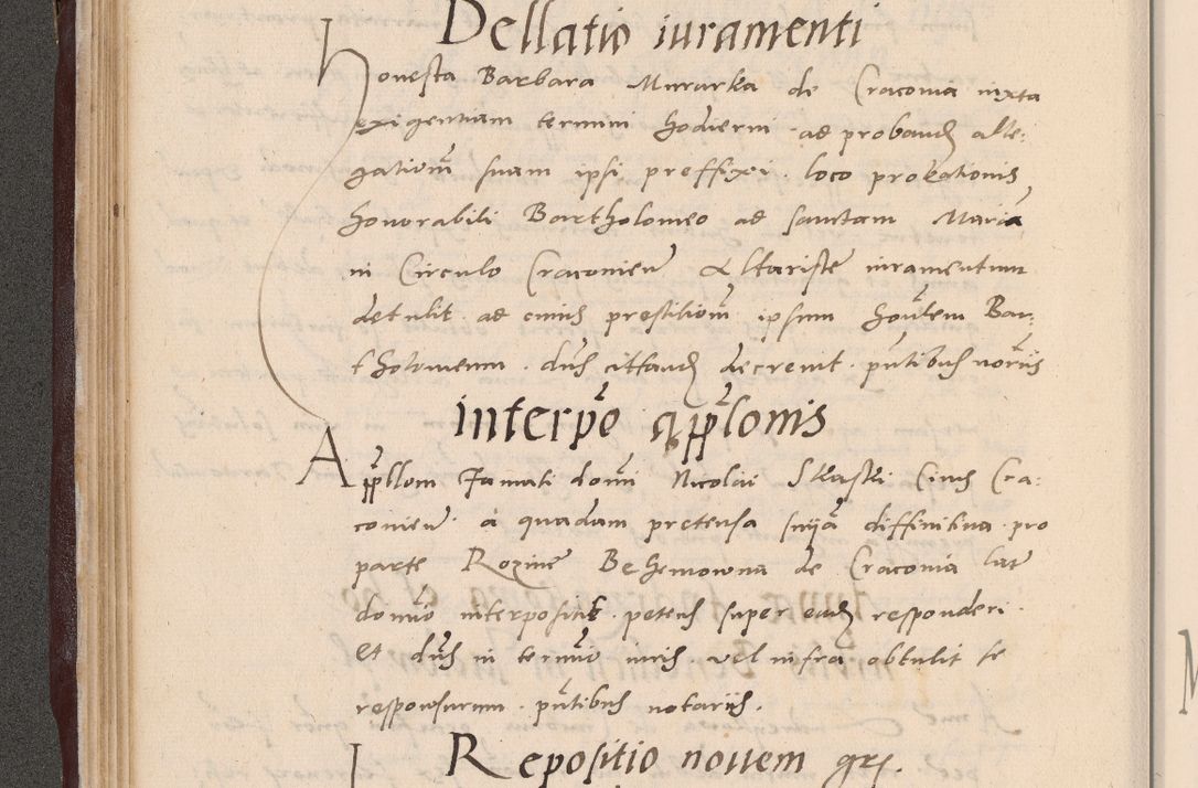 Zdjęcie nr 84 dla obiektu archiwalnego: Acta actorum causarum, sententiarum tam diffinitivarum quam interlocutoriarum et obligationum, quietationum ac constitutionum procuratorum coram reverendo domino Petro Mischkowsky Gneznensi et Cracoviensi canonico vicarique in spiritualibus Cracoviensi generali ad annum Domini MDLᵐᵘᵐ, cuius indicio est octava, pontificatus post mortem sanctissimi in Christo patris et domini nostri domini Pauli divina providencia pape III anno XVIᵐᵒ defuncti vacante, Regni vero serennissimi principis et domini Sigismundi Augusti Dei gratia Regis Poloniae, Magni Ducis Litwaniae, Russie, Prussie, Mazowie etc. domini et haeredis, anno XXIᵒ foeliciter continuantur