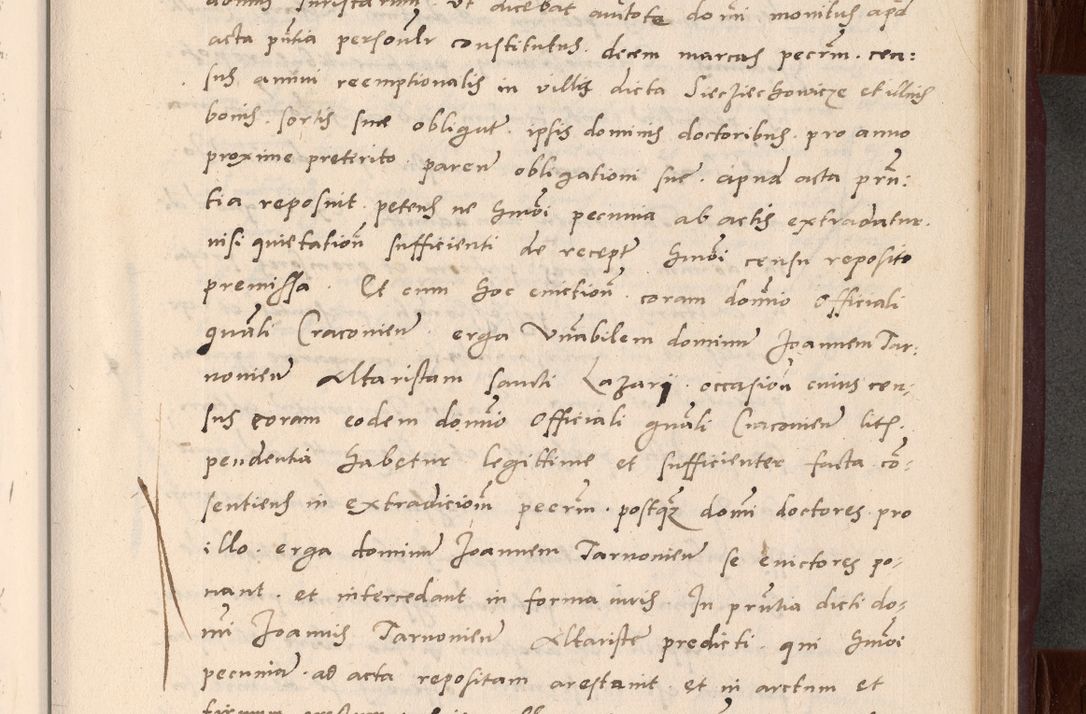 Zdjęcie nr 73 dla obiektu archiwalnego: Acta actorum causarum, sententiarum tam diffinitivarum quam interlocutoriarum et obligationum, quietationum ac constitutionum procuratorum coram reverendo domino Petro Mischkowsky Gneznensi et Cracoviensi canonico vicarique in spiritualibus Cracoviensi generali ad annum Domini MDLᵐᵘᵐ, cuius indicio est octava, pontificatus post mortem sanctissimi in Christo patris et domini nostri domini Pauli divina providencia pape III anno XVIᵐᵒ defuncti vacante, Regni vero serennissimi principis et domini Sigismundi Augusti Dei gratia Regis Poloniae, Magni Ducis Litwaniae, Russie, Prussie, Mazowie etc. domini et haeredis, anno XXIᵒ foeliciter continuantur