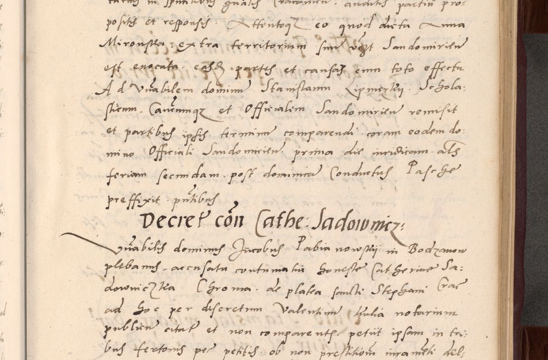 Zdjęcie nr 67 dla obiektu archiwalnego: Acta actorum causarum, sententiarum tam diffinitivarum quam interlocutoriarum et obligationum, quietationum ac constitutionum procuratorum coram reverendo domino Petro Mischkowsky Gneznensi et Cracoviensi canonico vicarique in spiritualibus Cracoviensi generali ad annum Domini MDLᵐᵘᵐ, cuius indicio est octava, pontificatus post mortem sanctissimi in Christo patris et domini nostri domini Pauli divina providencia pape III anno XVIᵐᵒ defuncti vacante, Regni vero serennissimi principis et domini Sigismundi Augusti Dei gratia Regis Poloniae, Magni Ducis Litwaniae, Russie, Prussie, Mazowie etc. domini et haeredis, anno XXIᵒ foeliciter continuantur