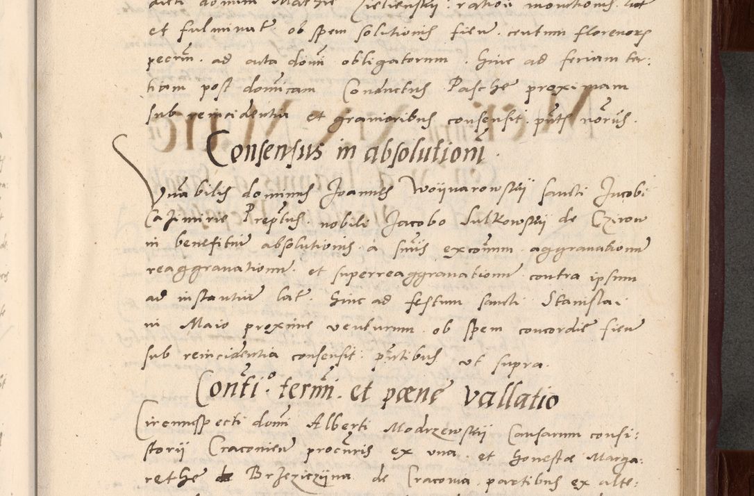 Zdjęcie nr 69 dla obiektu archiwalnego: Acta actorum causarum, sententiarum tam diffinitivarum quam interlocutoriarum et obligationum, quietationum ac constitutionum procuratorum coram reverendo domino Petro Mischkowsky Gneznensi et Cracoviensi canonico vicarique in spiritualibus Cracoviensi generali ad annum Domini MDLᵐᵘᵐ, cuius indicio est octava, pontificatus post mortem sanctissimi in Christo patris et domini nostri domini Pauli divina providencia pape III anno XVIᵐᵒ defuncti vacante, Regni vero serennissimi principis et domini Sigismundi Augusti Dei gratia Regis Poloniae, Magni Ducis Litwaniae, Russie, Prussie, Mazowie etc. domini et haeredis, anno XXIᵒ foeliciter continuantur