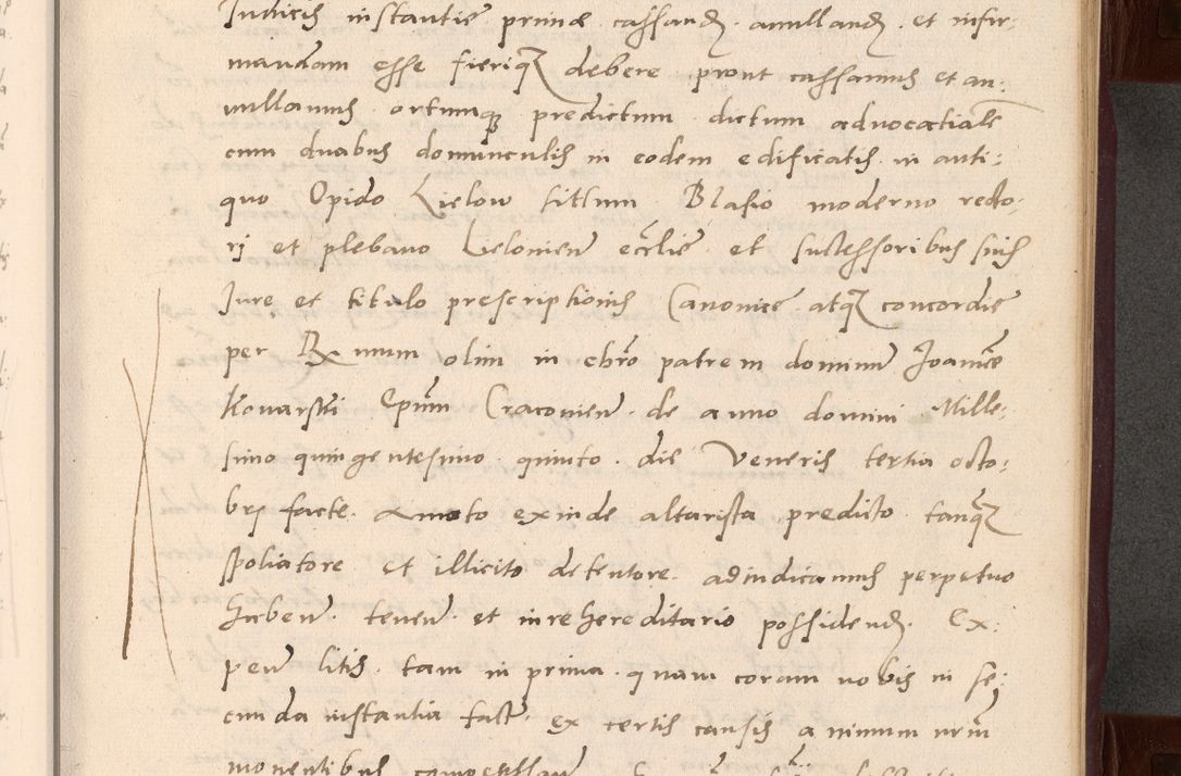 Zdjęcie nr 47 dla obiektu archiwalnego: Acta actorum causarum, sententiarum tam diffinitivarum quam interlocutoriarum et obligationum, quietationum ac constitutionum procuratorum coram reverendo domino Petro Mischkowsky Gneznensi et Cracoviensi canonico vicarique in spiritualibus Cracoviensi generali ad annum Domini MDLᵐᵘᵐ, cuius indicio est octava, pontificatus post mortem sanctissimi in Christo patris et domini nostri domini Pauli divina providencia pape III anno XVIᵐᵒ defuncti vacante, Regni vero serennissimi principis et domini Sigismundi Augusti Dei gratia Regis Poloniae, Magni Ducis Litwaniae, Russie, Prussie, Mazowie etc. domini et haeredis, anno XXIᵒ foeliciter continuantur