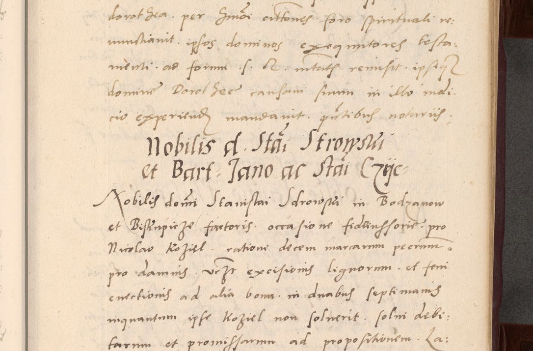 Zdjęcie nr 35 dla obiektu archiwalnego: Acta actorum causarum, sententiarum tam diffinitivarum quam interlocutoriarum et obligationum, quietationum ac constitutionum procuratorum coram reverendo domino Petro Mischkowsky Gneznensi et Cracoviensi canonico vicarique in spiritualibus Cracoviensi generali ad annum Domini MDLᵐᵘᵐ, cuius indicio est octava, pontificatus post mortem sanctissimi in Christo patris et domini nostri domini Pauli divina providencia pape III anno XVIᵐᵒ defuncti vacante, Regni vero serennissimi principis et domini Sigismundi Augusti Dei gratia Regis Poloniae, Magni Ducis Litwaniae, Russie, Prussie, Mazowie etc. domini et haeredis, anno XXIᵒ foeliciter continuantur