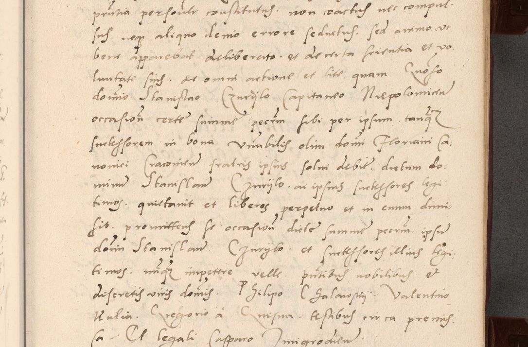Zdjęcie nr 23 dla obiektu archiwalnego: Acta actorum causarum, sententiarum tam diffinitivarum quam interlocutoriarum et obligationum, quietationum ac constitutionum procuratorum coram reverendo domino Petro Mischkowsky Gneznensi et Cracoviensi canonico vicarique in spiritualibus Cracoviensi generali ad annum Domini MDLᵐᵘᵐ, cuius indicio est octava, pontificatus post mortem sanctissimi in Christo patris et domini nostri domini Pauli divina providencia pape III anno XVIᵐᵒ defuncti vacante, Regni vero serennissimi principis et domini Sigismundi Augusti Dei gratia Regis Poloniae, Magni Ducis Litwaniae, Russie, Prussie, Mazowie etc. domini et haeredis, anno XXIᵒ foeliciter continuantur