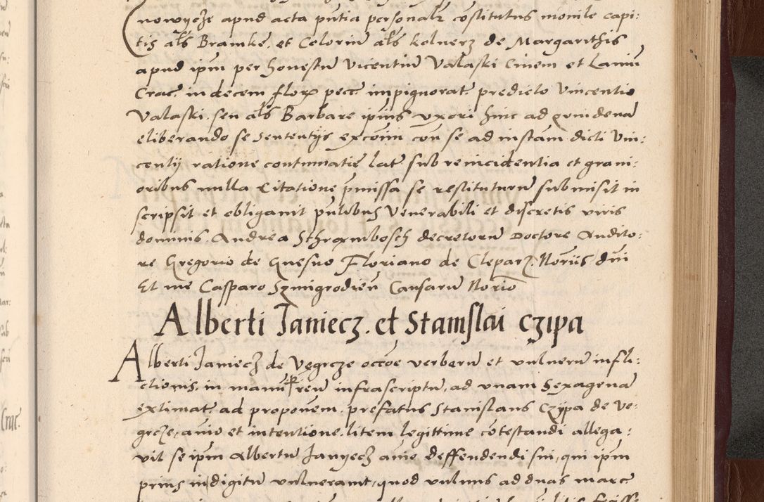 Zdjęcie nr 207 dla obiektu archiwalnego: Acta actorum causarum, sententiarum tam diffinitivarum quam interlocutoriarum et obligationum, quietationum ac constitutionum procuratorum coram reverendo domino Petro Mischkowsky Gneznensi et Cracoviensi canonico vicarique in spiritualibus Cracoviensi generali ad annum Domini MDLᵐᵘᵐ, cuius indicio est octava, pontificatus post mortem sanctissimi in Christo patris et domini nostri domini Pauli divina providencia pape III anno XVIᵐᵒ defuncti vacante, Regni vero serennissimi principis et domini Sigismundi Augusti Dei gratia Regis Poloniae, Magni Ducis Litwaniae, Russie, Prussie, Mazowie etc. domini et haeredis, anno XXIᵒ foeliciter continuantur