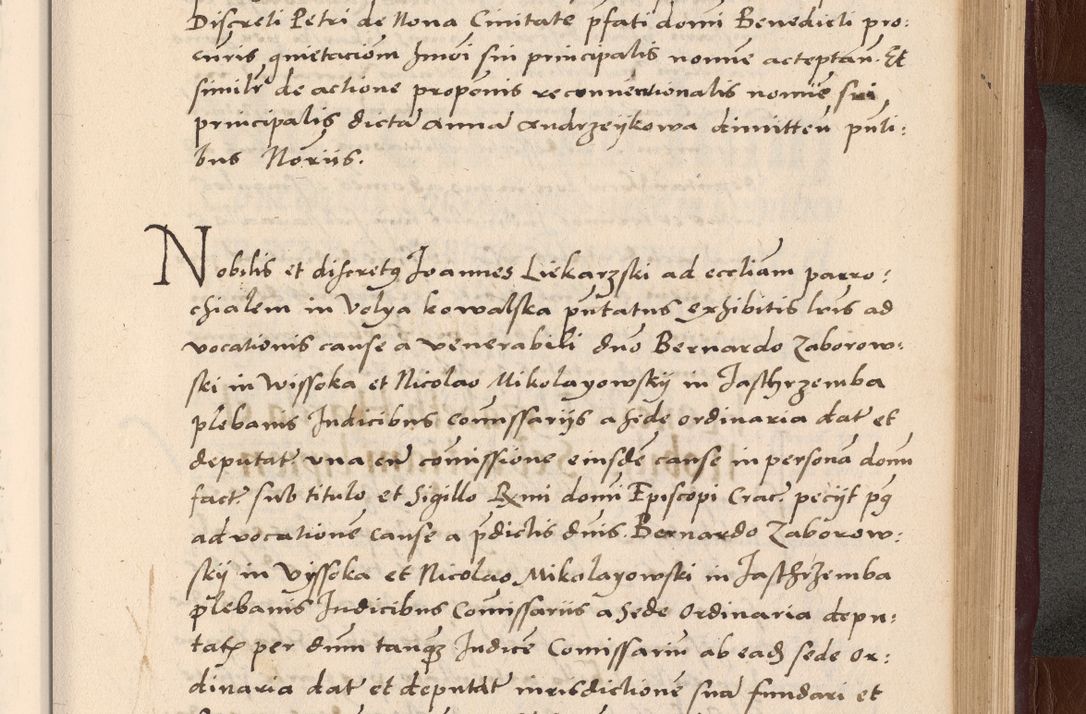 Zdjęcie nr 209 dla obiektu archiwalnego: Acta actorum causarum, sententiarum tam diffinitivarum quam interlocutoriarum et obligationum, quietationum ac constitutionum procuratorum coram reverendo domino Petro Mischkowsky Gneznensi et Cracoviensi canonico vicarique in spiritualibus Cracoviensi generali ad annum Domini MDLᵐᵘᵐ, cuius indicio est octava, pontificatus post mortem sanctissimi in Christo patris et domini nostri domini Pauli divina providencia pape III anno XVIᵐᵒ defuncti vacante, Regni vero serennissimi principis et domini Sigismundi Augusti Dei gratia Regis Poloniae, Magni Ducis Litwaniae, Russie, Prussie, Mazowie etc. domini et haeredis, anno XXIᵒ foeliciter continuantur