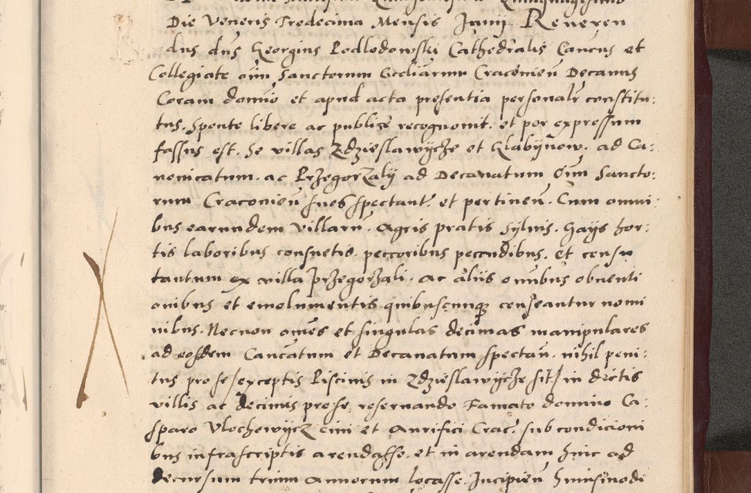 Zdjęcie nr 383 dla obiektu archiwalnego: Acta actorum causarum, sententiarum tam diffinitivarum quam interlocutoriarum et obligationum, quietationum ac constitutionum procuratorum coram reverendo domino Petro Mischkowsky Gneznensi et Cracoviensi canonico vicarique in spiritualibus Cracoviensi generali ad annum Domini MDLᵐᵘᵐ, cuius indicio est octava, pontificatus post mortem sanctissimi in Christo patris et domini nostri domini Pauli divina providencia pape III anno XVIᵐᵒ defuncti vacante, Regni vero serennissimi principis et domini Sigismundi Augusti Dei gratia Regis Poloniae, Magni Ducis Litwaniae, Russie, Prussie, Mazowie etc. domini et haeredis, anno XXIᵒ foeliciter continuantur