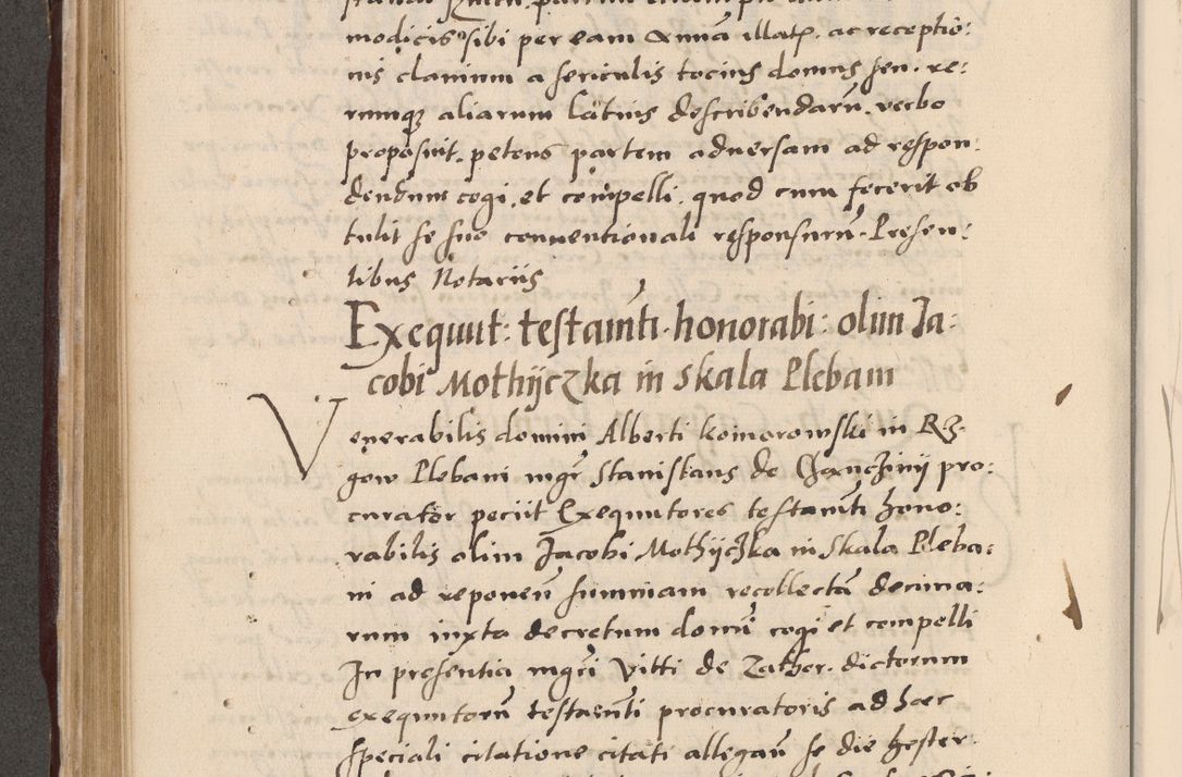 Zdjęcie nr 382 dla obiektu archiwalnego: Acta actorum causarum, sententiarum tam diffinitivarum quam interlocutoriarum et obligationum, quietationum ac constitutionum procuratorum coram reverendo domino Petro Mischkowsky Gneznensi et Cracoviensi canonico vicarique in spiritualibus Cracoviensi generali ad annum Domini MDLᵐᵘᵐ, cuius indicio est octava, pontificatus post mortem sanctissimi in Christo patris et domini nostri domini Pauli divina providencia pape III anno XVIᵐᵒ defuncti vacante, Regni vero serennissimi principis et domini Sigismundi Augusti Dei gratia Regis Poloniae, Magni Ducis Litwaniae, Russie, Prussie, Mazowie etc. domini et haeredis, anno XXIᵒ foeliciter continuantur