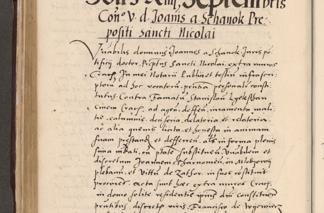 Zdjęcie nr 354 dla obiektu archiwalnego: Acta actorum causarum, sententiarum tam diffinitivarum quam interlocutoriarum et obligationum, quietationum ac constitutionum procuratorum coram reverendo domino Petro Mischkowsky Gneznensi et Cracoviensi canonico vicarique in spiritualibus Cracoviensi generali ad annum Domini MDLᵐᵘᵐ, cuius indicio est octava, pontificatus post mortem sanctissimi in Christo patris et domini nostri domini Pauli divina providencia pape III anno XVIᵐᵒ defuncti vacante, Regni vero serennissimi principis et domini Sigismundi Augusti Dei gratia Regis Poloniae, Magni Ducis Litwaniae, Russie, Prussie, Mazowie etc. domini et haeredis, anno XXIᵒ foeliciter continuantur
