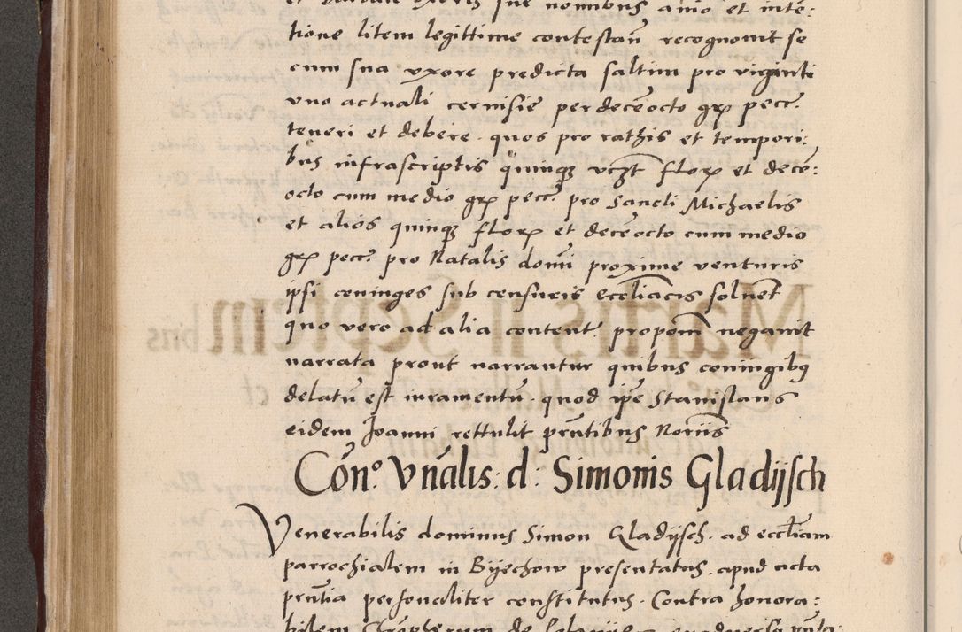 Zdjęcie nr 332 dla obiektu archiwalnego: Acta actorum causarum, sententiarum tam diffinitivarum quam interlocutoriarum et obligationum, quietationum ac constitutionum procuratorum coram reverendo domino Petro Mischkowsky Gneznensi et Cracoviensi canonico vicarique in spiritualibus Cracoviensi generali ad annum Domini MDLᵐᵘᵐ, cuius indicio est octava, pontificatus post mortem sanctissimi in Christo patris et domini nostri domini Pauli divina providencia pape III anno XVIᵐᵒ defuncti vacante, Regni vero serennissimi principis et domini Sigismundi Augusti Dei gratia Regis Poloniae, Magni Ducis Litwaniae, Russie, Prussie, Mazowie etc. domini et haeredis, anno XXIᵒ foeliciter continuantur