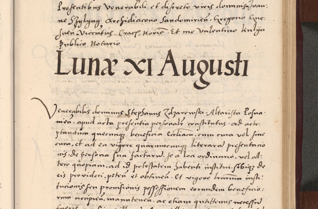 Zdjęcie nr 305 dla obiektu archiwalnego: Acta actorum causarum, sententiarum tam diffinitivarum quam interlocutoriarum et obligationum, quietationum ac constitutionum procuratorum coram reverendo domino Petro Mischkowsky Gneznensi et Cracoviensi canonico vicarique in spiritualibus Cracoviensi generali ad annum Domini MDLᵐᵘᵐ, cuius indicio est octava, pontificatus post mortem sanctissimi in Christo patris et domini nostri domini Pauli divina providencia pape III anno XVIᵐᵒ defuncti vacante, Regni vero serennissimi principis et domini Sigismundi Augusti Dei gratia Regis Poloniae, Magni Ducis Litwaniae, Russie, Prussie, Mazowie etc. domini et haeredis, anno XXIᵒ foeliciter continuantur