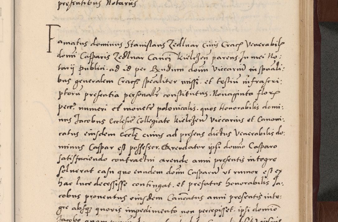 Zdjęcie nr 303 dla obiektu archiwalnego: Acta actorum causarum, sententiarum tam diffinitivarum quam interlocutoriarum et obligationum, quietationum ac constitutionum procuratorum coram reverendo domino Petro Mischkowsky Gneznensi et Cracoviensi canonico vicarique in spiritualibus Cracoviensi generali ad annum Domini MDLᵐᵘᵐ, cuius indicio est octava, pontificatus post mortem sanctissimi in Christo patris et domini nostri domini Pauli divina providencia pape III anno XVIᵐᵒ defuncti vacante, Regni vero serennissimi principis et domini Sigismundi Augusti Dei gratia Regis Poloniae, Magni Ducis Litwaniae, Russie, Prussie, Mazowie etc. domini et haeredis, anno XXIᵒ foeliciter continuantur