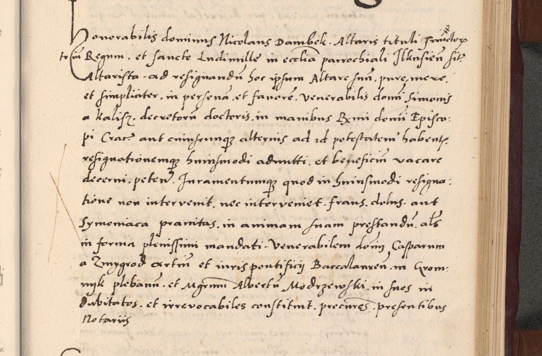 Zdjęcie nr 297 dla obiektu archiwalnego: Acta actorum causarum, sententiarum tam diffinitivarum quam interlocutoriarum et obligationum, quietationum ac constitutionum procuratorum coram reverendo domino Petro Mischkowsky Gneznensi et Cracoviensi canonico vicarique in spiritualibus Cracoviensi generali ad annum Domini MDLᵐᵘᵐ, cuius indicio est octava, pontificatus post mortem sanctissimi in Christo patris et domini nostri domini Pauli divina providencia pape III anno XVIᵐᵒ defuncti vacante, Regni vero serennissimi principis et domini Sigismundi Augusti Dei gratia Regis Poloniae, Magni Ducis Litwaniae, Russie, Prussie, Mazowie etc. domini et haeredis, anno XXIᵒ foeliciter continuantur