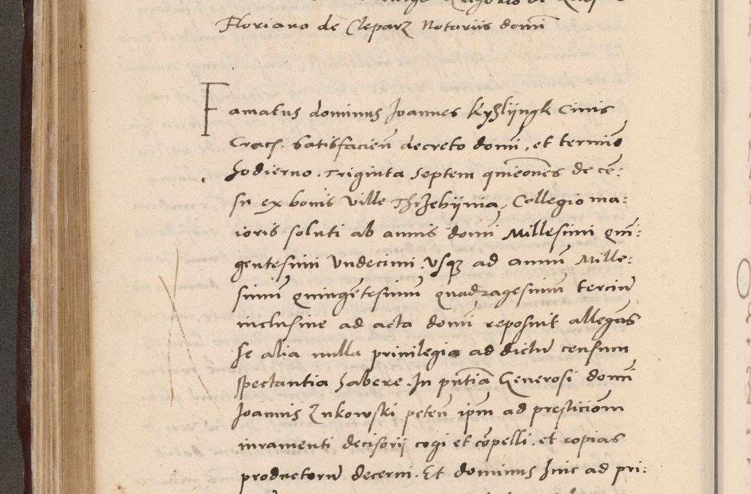 Zdjęcie nr 282 dla obiektu archiwalnego: Acta actorum causarum, sententiarum tam diffinitivarum quam interlocutoriarum et obligationum, quietationum ac constitutionum procuratorum coram reverendo domino Petro Mischkowsky Gneznensi et Cracoviensi canonico vicarique in spiritualibus Cracoviensi generali ad annum Domini MDLᵐᵘᵐ, cuius indicio est octava, pontificatus post mortem sanctissimi in Christo patris et domini nostri domini Pauli divina providencia pape III anno XVIᵐᵒ defuncti vacante, Regni vero serennissimi principis et domini Sigismundi Augusti Dei gratia Regis Poloniae, Magni Ducis Litwaniae, Russie, Prussie, Mazowie etc. domini et haeredis, anno XXIᵒ foeliciter continuantur