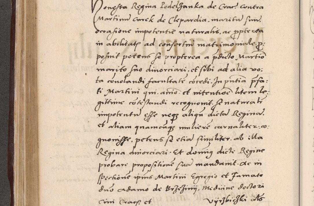 Zdjęcie nr 270 dla obiektu archiwalnego: Acta actorum causarum, sententiarum tam diffinitivarum quam interlocutoriarum et obligationum, quietationum ac constitutionum procuratorum coram reverendo domino Petro Mischkowsky Gneznensi et Cracoviensi canonico vicarique in spiritualibus Cracoviensi generali ad annum Domini MDLᵐᵘᵐ, cuius indicio est octava, pontificatus post mortem sanctissimi in Christo patris et domini nostri domini Pauli divina providencia pape III anno XVIᵐᵒ defuncti vacante, Regni vero serennissimi principis et domini Sigismundi Augusti Dei gratia Regis Poloniae, Magni Ducis Litwaniae, Russie, Prussie, Mazowie etc. domini et haeredis, anno XXIᵒ foeliciter continuantur