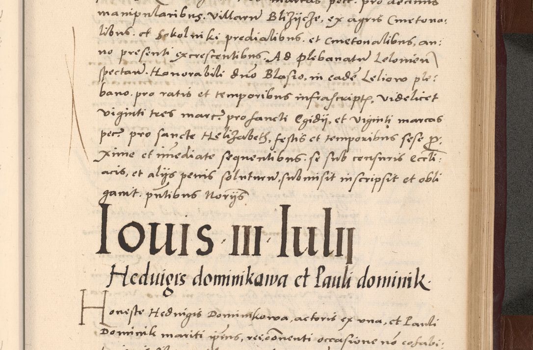 Zdjęcie nr 255 dla obiektu archiwalnego: Acta actorum causarum, sententiarum tam diffinitivarum quam interlocutoriarum et obligationum, quietationum ac constitutionum procuratorum coram reverendo domino Petro Mischkowsky Gneznensi et Cracoviensi canonico vicarique in spiritualibus Cracoviensi generali ad annum Domini MDLᵐᵘᵐ, cuius indicio est octava, pontificatus post mortem sanctissimi in Christo patris et domini nostri domini Pauli divina providencia pape III anno XVIᵐᵒ defuncti vacante, Regni vero serennissimi principis et domini Sigismundi Augusti Dei gratia Regis Poloniae, Magni Ducis Litwaniae, Russie, Prussie, Mazowie etc. domini et haeredis, anno XXIᵒ foeliciter continuantur