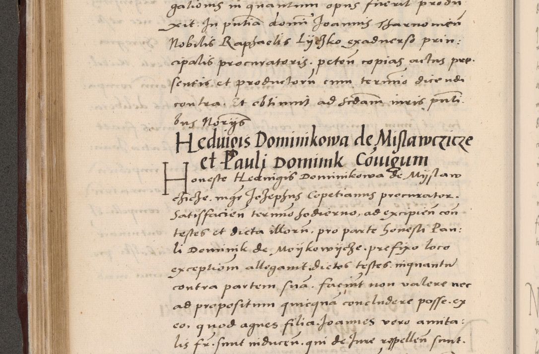 Zdjęcie nr 236 dla obiektu archiwalnego: Acta actorum causarum, sententiarum tam diffinitivarum quam interlocutoriarum et obligationum, quietationum ac constitutionum procuratorum coram reverendo domino Petro Mischkowsky Gneznensi et Cracoviensi canonico vicarique in spiritualibus Cracoviensi generali ad annum Domini MDLᵐᵘᵐ, cuius indicio est octava, pontificatus post mortem sanctissimi in Christo patris et domini nostri domini Pauli divina providencia pape III anno XVIᵐᵒ defuncti vacante, Regni vero serennissimi principis et domini Sigismundi Augusti Dei gratia Regis Poloniae, Magni Ducis Litwaniae, Russie, Prussie, Mazowie etc. domini et haeredis, anno XXIᵒ foeliciter continuantur