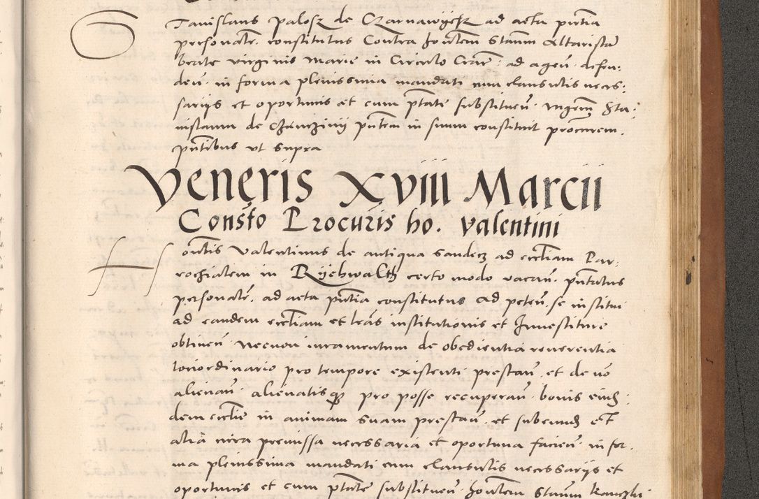 Zdjęcie nr 1087 dla obiektu archiwalnego: Acta actorum causarum, sentenciarum tam diffinitivarum quam interloquutoriarum, decretorum, obligationum, quietationum et constitucionum procuratorum coram reverendo domino Bartholomeo Ganthkowsky cancellario Gnesnensi, archidiacono et reverendissimi in Christo patris domini Andree Dei gratia episcopi Cracoviensis vicario in spiritualibus generali Cracoviensi ad annum Domini millesimum quingentesimum quingentesimum primum, cuius indictio nona, pontificatus sanctissimi in Christo patris domini Julii divina providencia pape tercii, annus secundus (sic!) felici omine incipiutur.