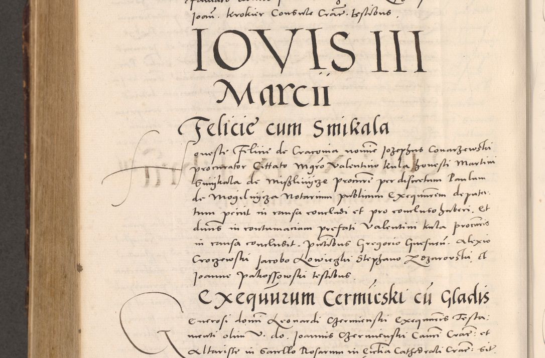 Zdjęcie nr 1052 dla obiektu archiwalnego: Acta actorum causarum, sentenciarum tam diffinitivarum quam interloquutoriarum, decretorum, obligationum, quietationum et constitucionum procuratorum coram reverendo domino Bartholomeo Ganthkowsky cancellario Gnesnensi, archidiacono et reverendissimi in Christo patris domini Andree Dei gratia episcopi Cracoviensis vicario in spiritualibus generali Cracoviensi ad annum Domini millesimum quingentesimum quingentesimum primum, cuius indictio nona, pontificatus sanctissimi in Christo patris domini Julii divina providencia pape tercii, annus secundus (sic!) felici omine incipiutur.