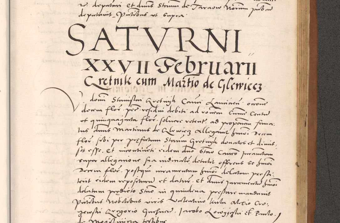 Zdjęcie nr 1045 dla obiektu archiwalnego: Acta actorum causarum, sentenciarum tam diffinitivarum quam interloquutoriarum, decretorum, obligationum, quietationum et constitucionum procuratorum coram reverendo domino Bartholomeo Ganthkowsky cancellario Gnesnensi, archidiacono et reverendissimi in Christo patris domini Andree Dei gratia episcopi Cracoviensis vicario in spiritualibus generali Cracoviensi ad annum Domini millesimum quingentesimum quingentesimum primum, cuius indictio nona, pontificatus sanctissimi in Christo patris domini Julii divina providencia pape tercii, annus secundus (sic!) felici omine incipiutur.