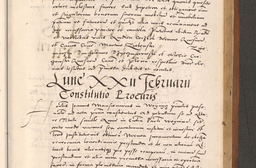 Zdjęcie nr 1037 dla obiektu archiwalnego: Acta actorum causarum, sentenciarum tam diffinitivarum quam interloquutoriarum, decretorum, obligationum, quietationum et constitucionum procuratorum coram reverendo domino Bartholomeo Ganthkowsky cancellario Gnesnensi, archidiacono et reverendissimi in Christo patris domini Andree Dei gratia episcopi Cracoviensis vicario in spiritualibus generali Cracoviensi ad annum Domini millesimum quingentesimum quingentesimum primum, cuius indictio nona, pontificatus sanctissimi in Christo patris domini Julii divina providencia pape tercii, annus secundus (sic!) felici omine incipiutur.