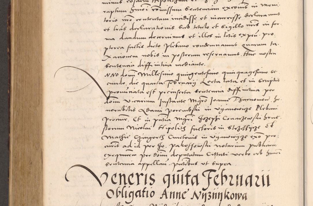 Zdjęcie nr 988 dla obiektu archiwalnego: Acta actorum causarum, sentenciarum tam diffinitivarum quam interloquutoriarum, decretorum, obligationum, quietationum et constitucionum procuratorum coram reverendo domino Bartholomeo Ganthkowsky cancellario Gnesnensi, archidiacono et reverendissimi in Christo patris domini Andree Dei gratia episcopi Cracoviensis vicario in spiritualibus generali Cracoviensi ad annum Domini millesimum quingentesimum quingentesimum primum, cuius indictio nona, pontificatus sanctissimi in Christo patris domini Julii divina providencia pape tercii, annus secundus (sic!) felici omine incipiutur.
