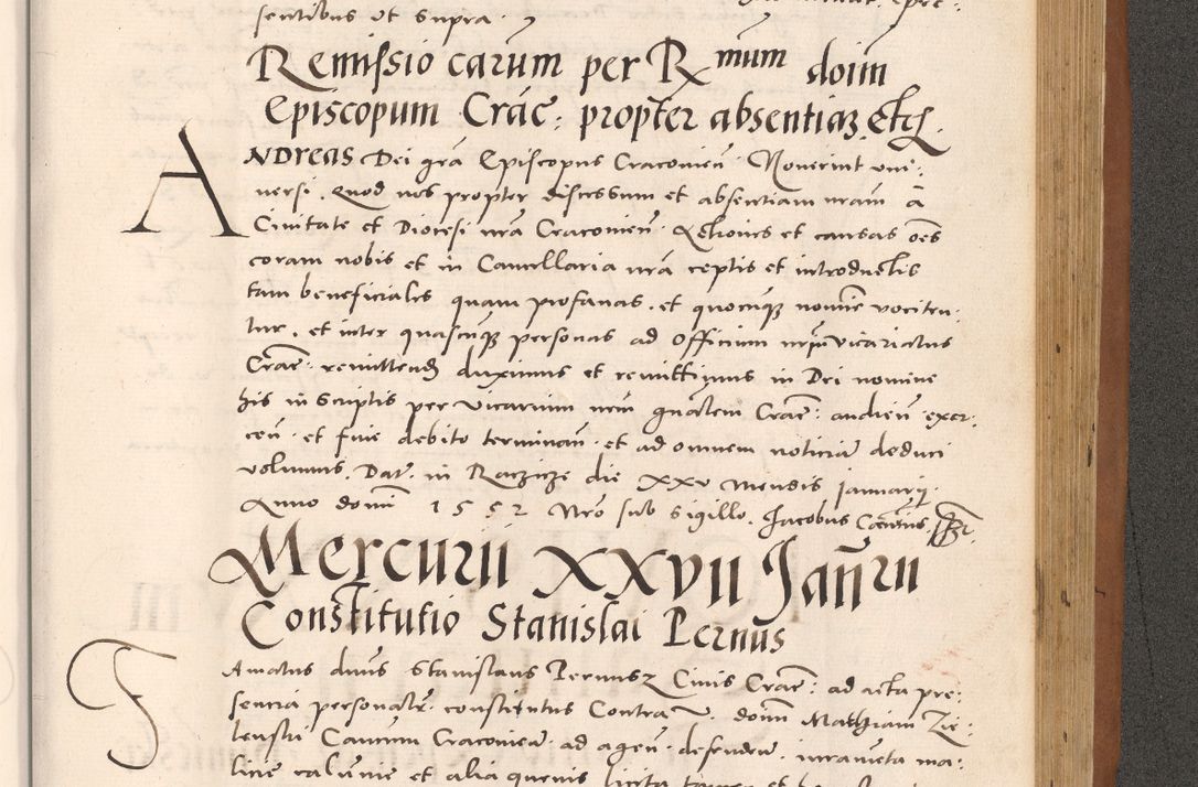Zdjęcie nr 963 dla obiektu archiwalnego: Acta actorum causarum, sentenciarum tam diffinitivarum quam interloquutoriarum, decretorum, obligationum, quietationum et constitucionum procuratorum coram reverendo domino Bartholomeo Ganthkowsky cancellario Gnesnensi, archidiacono et reverendissimi in Christo patris domini Andree Dei gratia episcopi Cracoviensis vicario in spiritualibus generali Cracoviensi ad annum Domini millesimum quingentesimum quingentesimum primum, cuius indictio nona, pontificatus sanctissimi in Christo patris domini Julii divina providencia pape tercii, annus secundus (sic!) felici omine incipiutur.