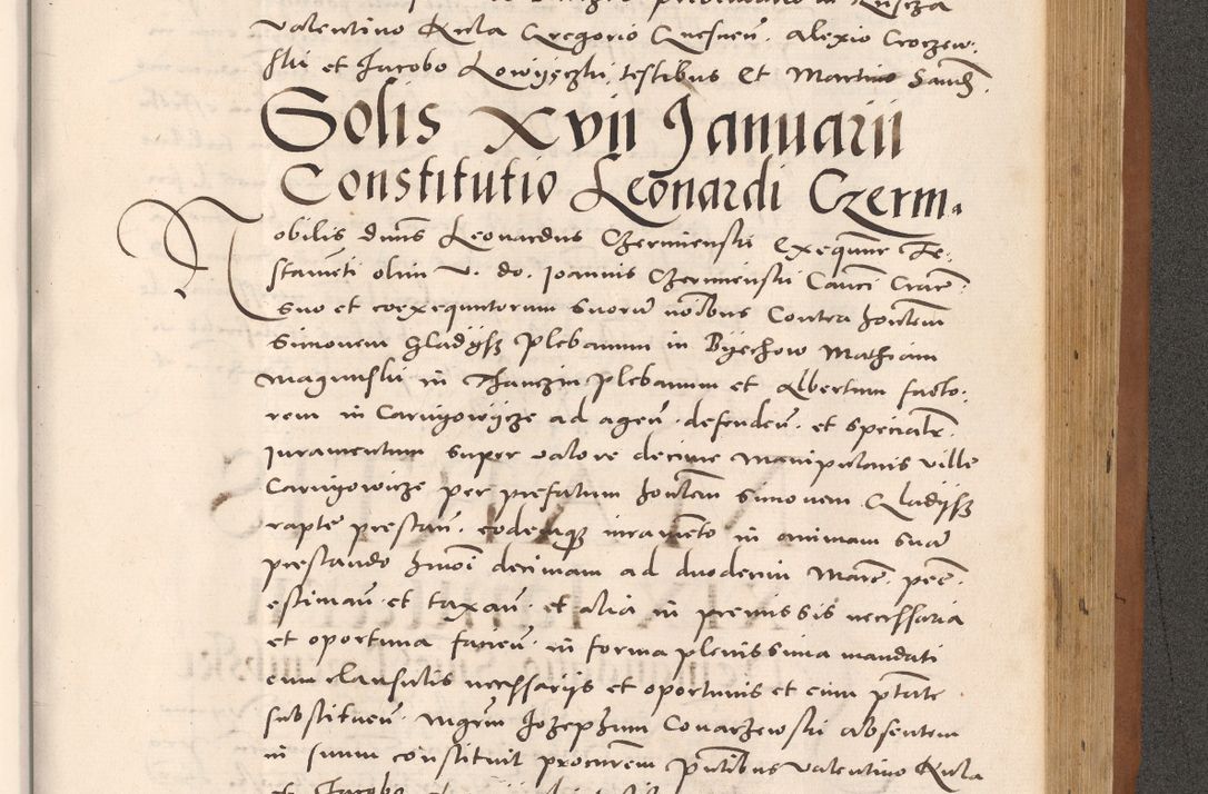Zdjęcie nr 943 dla obiektu archiwalnego: Acta actorum causarum, sentenciarum tam diffinitivarum quam interloquutoriarum, decretorum, obligationum, quietationum et constitucionum procuratorum coram reverendo domino Bartholomeo Ganthkowsky cancellario Gnesnensi, archidiacono et reverendissimi in Christo patris domini Andree Dei gratia episcopi Cracoviensis vicario in spiritualibus generali Cracoviensi ad annum Domini millesimum quingentesimum quingentesimum primum, cuius indictio nona, pontificatus sanctissimi in Christo patris domini Julii divina providencia pape tercii, annus secundus (sic!) felici omine incipiutur.