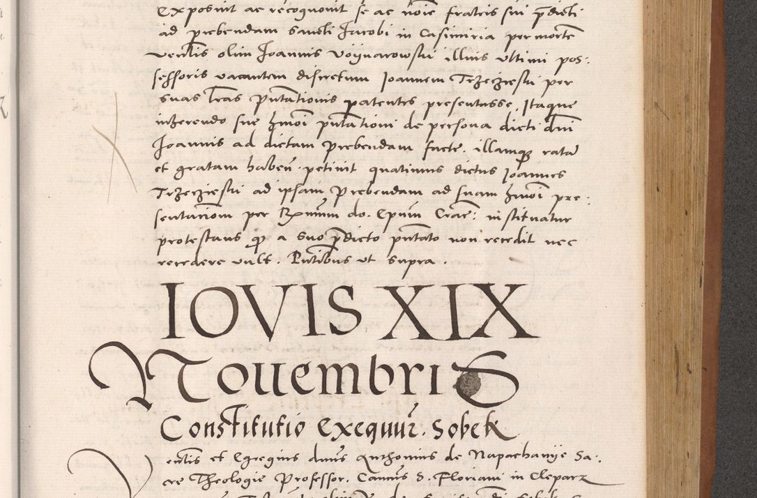 Zdjęcie nr 773 dla obiektu archiwalnego: Acta actorum causarum, sentenciarum tam diffinitivarum quam interloquutoriarum, decretorum, obligationum, quietationum et constitucionum procuratorum coram reverendo domino Bartholomeo Ganthkowsky cancellario Gnesnensi, archidiacono et reverendissimi in Christo patris domini Andree Dei gratia episcopi Cracoviensis vicario in spiritualibus generali Cracoviensi ad annum Domini millesimum quingentesimum quingentesimum primum, cuius indictio nona, pontificatus sanctissimi in Christo patris domini Julii divina providencia pape tercii, annus secundus (sic!) felici omine incipiutur.