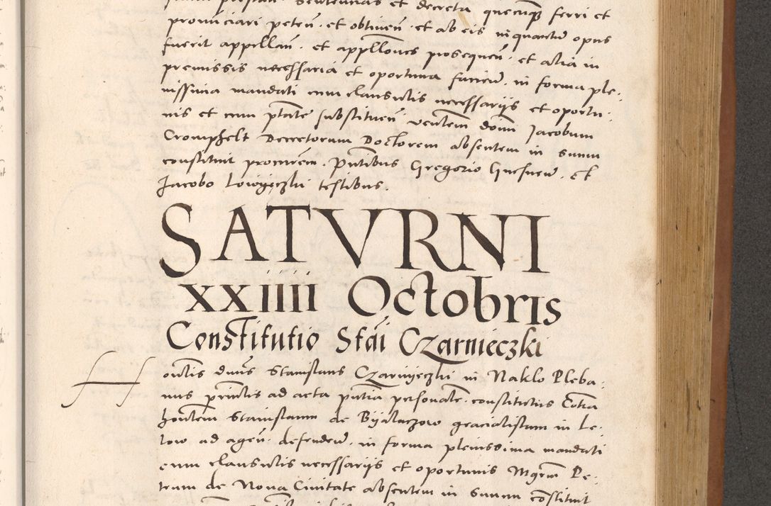 Zdjęcie nr 695 dla obiektu archiwalnego: Acta actorum causarum, sentenciarum tam diffinitivarum quam interloquutoriarum, decretorum, obligationum, quietationum et constitucionum procuratorum coram reverendo domino Bartholomeo Ganthkowsky cancellario Gnesnensi, archidiacono et reverendissimi in Christo patris domini Andree Dei gratia episcopi Cracoviensis vicario in spiritualibus generali Cracoviensi ad annum Domini millesimum quingentesimum quingentesimum primum, cuius indictio nona, pontificatus sanctissimi in Christo patris domini Julii divina providencia pape tercii, annus secundus (sic!) felici omine incipiutur.