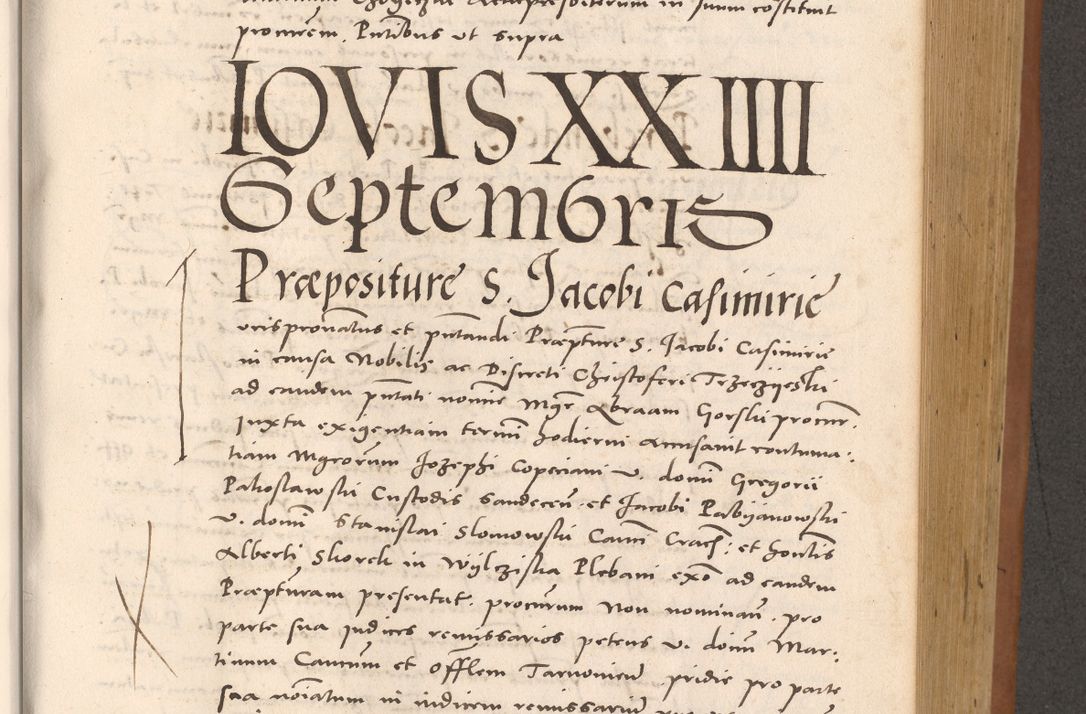 Zdjęcie nr 583 dla obiektu archiwalnego: Acta actorum causarum, sentenciarum tam diffinitivarum quam interloquutoriarum, decretorum, obligationum, quietationum et constitucionum procuratorum coram reverendo domino Bartholomeo Ganthkowsky cancellario Gnesnensi, archidiacono et reverendissimi in Christo patris domini Andree Dei gratia episcopi Cracoviensis vicario in spiritualibus generali Cracoviensi ad annum Domini millesimum quingentesimum quingentesimum primum, cuius indictio nona, pontificatus sanctissimi in Christo patris domini Julii divina providencia pape tercii, annus secundus (sic!) felici omine incipiutur.