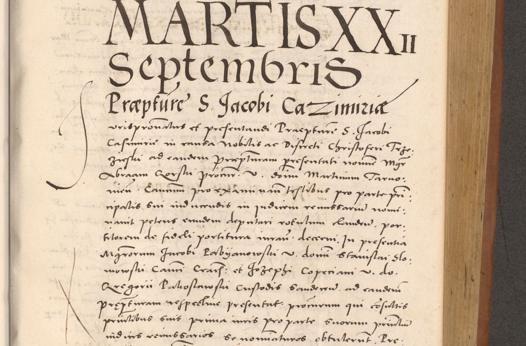 Zdjęcie nr 577 dla obiektu archiwalnego: Acta actorum causarum, sentenciarum tam diffinitivarum quam interloquutoriarum, decretorum, obligationum, quietationum et constitucionum procuratorum coram reverendo domino Bartholomeo Ganthkowsky cancellario Gnesnensi, archidiacono et reverendissimi in Christo patris domini Andree Dei gratia episcopi Cracoviensis vicario in spiritualibus generali Cracoviensi ad annum Domini millesimum quingentesimum quingentesimum primum, cuius indictio nona, pontificatus sanctissimi in Christo patris domini Julii divina providencia pape tercii, annus secundus (sic!) felici omine incipiutur.