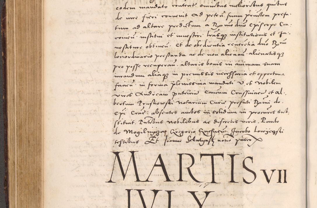 Zdjęcie nr 402 dla obiektu archiwalnego: Acta actorum causarum, sentenciarum tam diffinitivarum quam interloquutoriarum, decretorum, obligationum, quietationum et constitucionum procuratorum coram reverendo domino Bartholomeo Ganthkowsky cancellario Gnesnensi, archidiacono et reverendissimi in Christo patris domini Andree Dei gratia episcopi Cracoviensis vicario in spiritualibus generali Cracoviensi ad annum Domini millesimum quingentesimum quingentesimum primum, cuius indictio nona, pontificatus sanctissimi in Christo patris domini Julii divina providencia pape tercii, annus secundus (sic!) felici omine incipiutur.