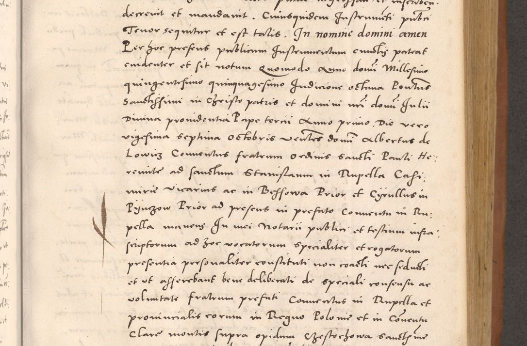 Zdjęcie nr 285 dla obiektu archiwalnego: Acta actorum causarum, sentenciarum tam diffinitivarum quam interloquutoriarum, decretorum, obligationum, quietationum et constitucionum procuratorum coram reverendo domino Bartholomeo Ganthkowsky cancellario Gnesnensi, archidiacono et reverendissimi in Christo patris domini Andree Dei gratia episcopi Cracoviensis vicario in spiritualibus generali Cracoviensi ad annum Domini millesimum quingentesimum quingentesimum primum, cuius indictio nona, pontificatus sanctissimi in Christo patris domini Julii divina providencia pape tercii, annus secundus (sic!) felici omine incipiutur.