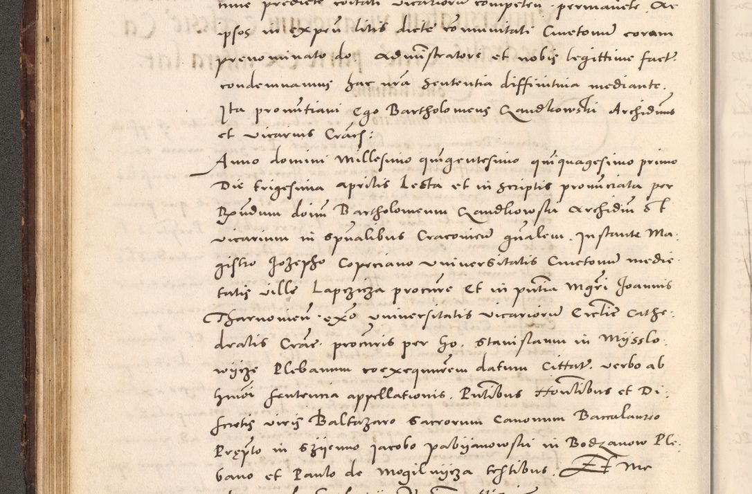 Zdjęcie nr 122 dla obiektu archiwalnego: Acta actorum causarum, sentenciarum tam diffinitivarum quam interloquutoriarum, decretorum, obligationum, quietationum et constitucionum procuratorum coram reverendo domino Bartholomeo Ganthkowsky cancellario Gnesnensi, archidiacono et reverendissimi in Christo patris domini Andree Dei gratia episcopi Cracoviensis vicario in spiritualibus generali Cracoviensi ad annum Domini millesimum quingentesimum quingentesimum primum, cuius indictio nona, pontificatus sanctissimi in Christo patris domini Julii divina providencia pape tercii, annus secundus (sic!) felici omine incipiutur.