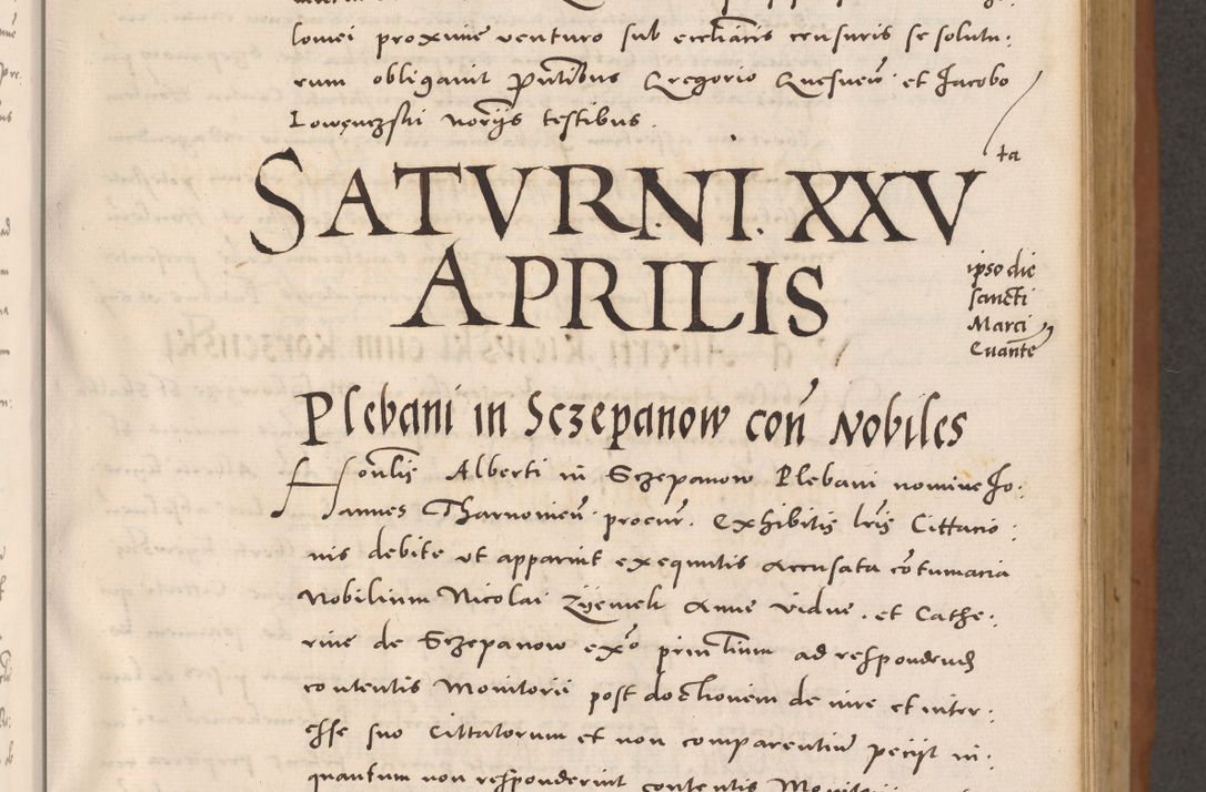 Zdjęcie nr 87 dla obiektu archiwalnego: Acta actorum causarum, sentenciarum tam diffinitivarum quam interloquutoriarum, decretorum, obligationum, quietationum et constitucionum procuratorum coram reverendo domino Bartholomeo Ganthkowsky cancellario Gnesnensi, archidiacono et reverendissimi in Christo patris domini Andree Dei gratia episcopi Cracoviensis vicario in spiritualibus generali Cracoviensi ad annum Domini millesimum quingentesimum quingentesimum primum, cuius indictio nona, pontificatus sanctissimi in Christo patris domini Julii divina providencia pape tercii, annus secundus (sic!) felici omine incipiutur.