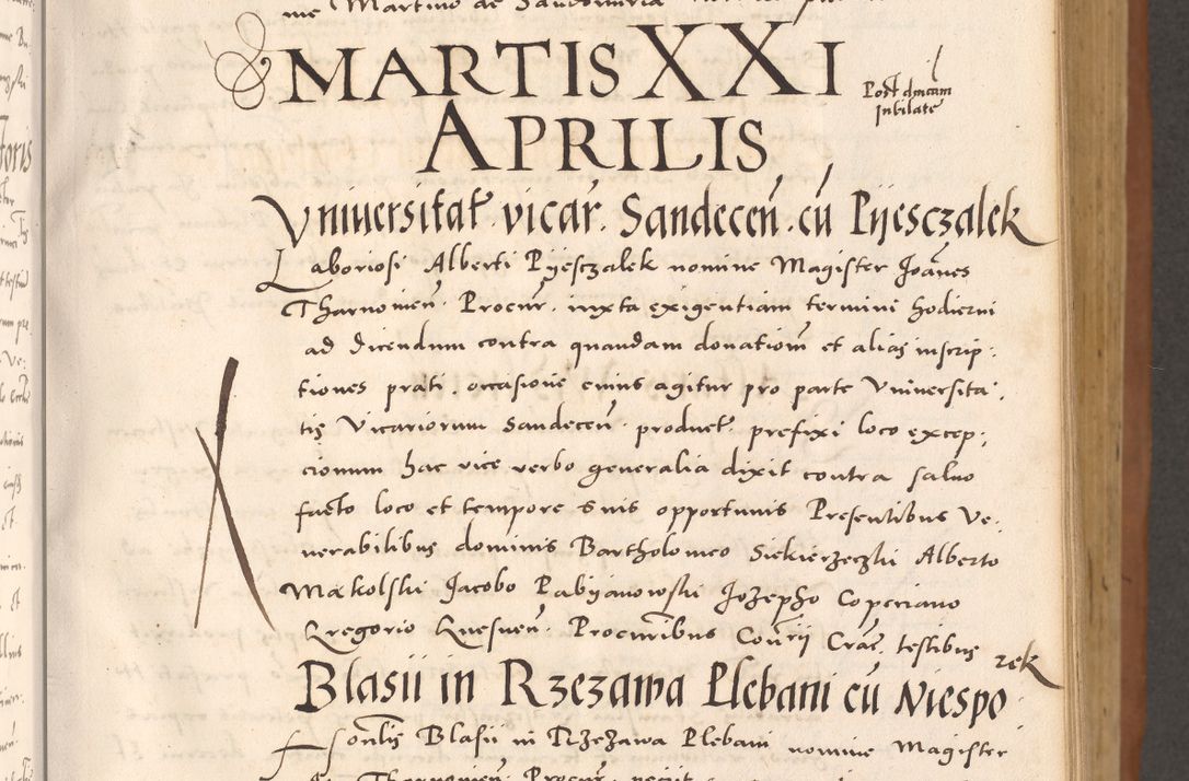 Zdjęcie nr 79 dla obiektu archiwalnego: Acta actorum causarum, sentenciarum tam diffinitivarum quam interloquutoriarum, decretorum, obligationum, quietationum et constitucionum procuratorum coram reverendo domino Bartholomeo Ganthkowsky cancellario Gnesnensi, archidiacono et reverendissimi in Christo patris domini Andree Dei gratia episcopi Cracoviensis vicario in spiritualibus generali Cracoviensi ad annum Domini millesimum quingentesimum quingentesimum primum, cuius indictio nona, pontificatus sanctissimi in Christo patris domini Julii divina providencia pape tercii, annus secundus (sic!) felici omine incipiutur.