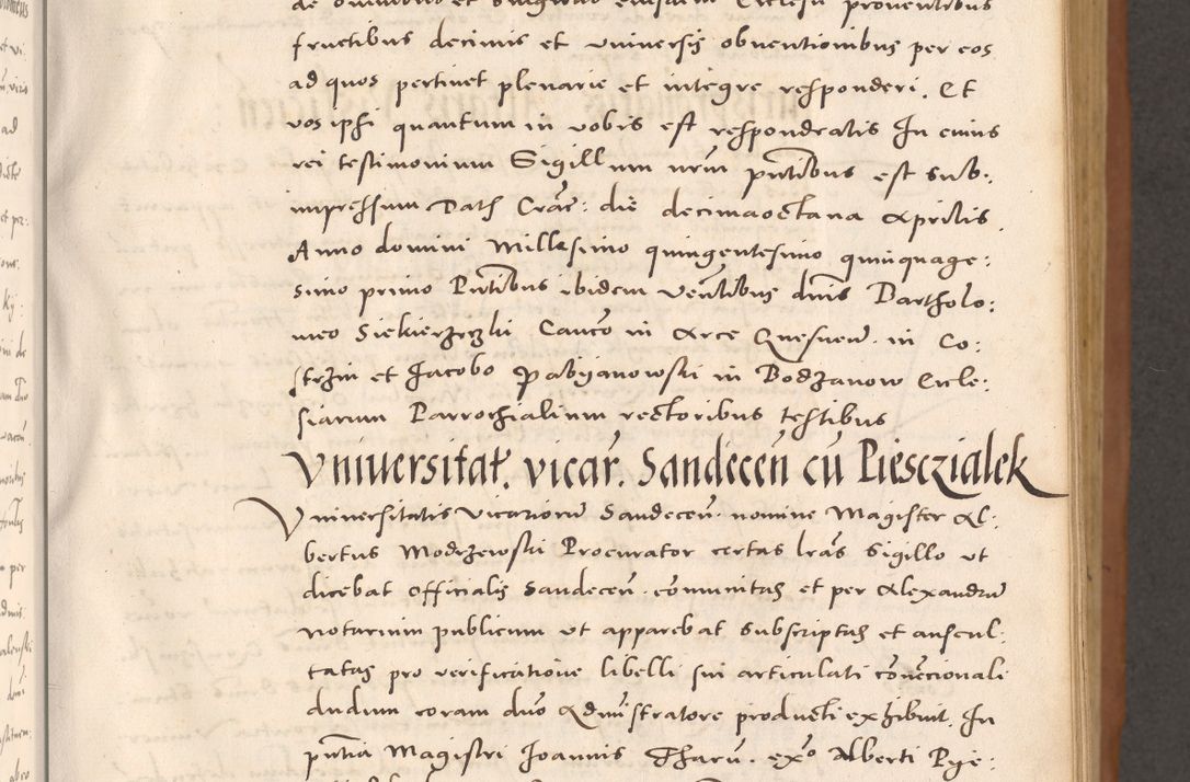 Zdjęcie nr 65 dla obiektu archiwalnego: Acta actorum causarum, sentenciarum tam diffinitivarum quam interloquutoriarum, decretorum, obligationum, quietationum et constitucionum procuratorum coram reverendo domino Bartholomeo Ganthkowsky cancellario Gnesnensi, archidiacono et reverendissimi in Christo patris domini Andree Dei gratia episcopi Cracoviensis vicario in spiritualibus generali Cracoviensi ad annum Domini millesimum quingentesimum quingentesimum primum, cuius indictio nona, pontificatus sanctissimi in Christo patris domini Julii divina providencia pape tercii, annus secundus (sic!) felici omine incipiutur.