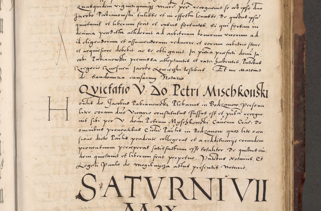 Zdjęcie nr 9 dla obiektu archiwalnego: Acta actorum causarum, sentenciarum tam diffinitivarum quam interloquutoriarum, decretorum, obligationum, quietationum et constitucionum procuratorum coram reverendo domino Bartholomeo Ganthkowski cancellario Gnesnensi, archidiacono et reverendissimi in Christo patris domini Andree Dei gratia episcopi Cracoviensis vicario in spiritualibus generali Cracoviensi ad annum Domini millesimum quingentesimum quingentesimum secundum, cuius indictio decima, pontificatus Julii pape tercii, annus tercius, foeliciter continuantur.
