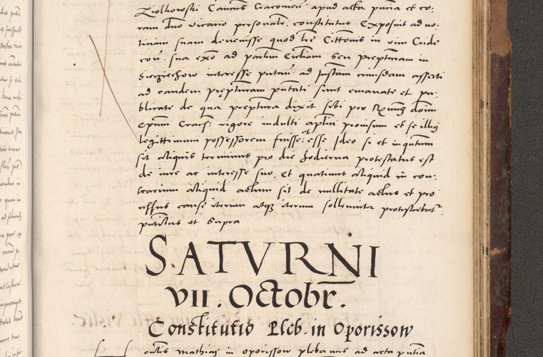 Zdjęcie nr 1085 dla obiektu archiwalnego: Acta actorum causarum, sentenciarum tam diffinitivarum quam interloquutoriarum, decretorum, obligationum, quietationum et constitucionum procuratorum coram reverendo domino Bartholomeo Ganthkowski cancellario Gnesnensi, archidiacono et reverendissimi in Christo patris domini Andree Dei gratia episcopi Cracoviensis vicario in spiritualibus generali Cracoviensi ad annum Domini millesimum quingentesimum quingentesimum secundum, cuius indictio decima, pontificatus Julii pape tercii, annus tercius, foeliciter continuantur.