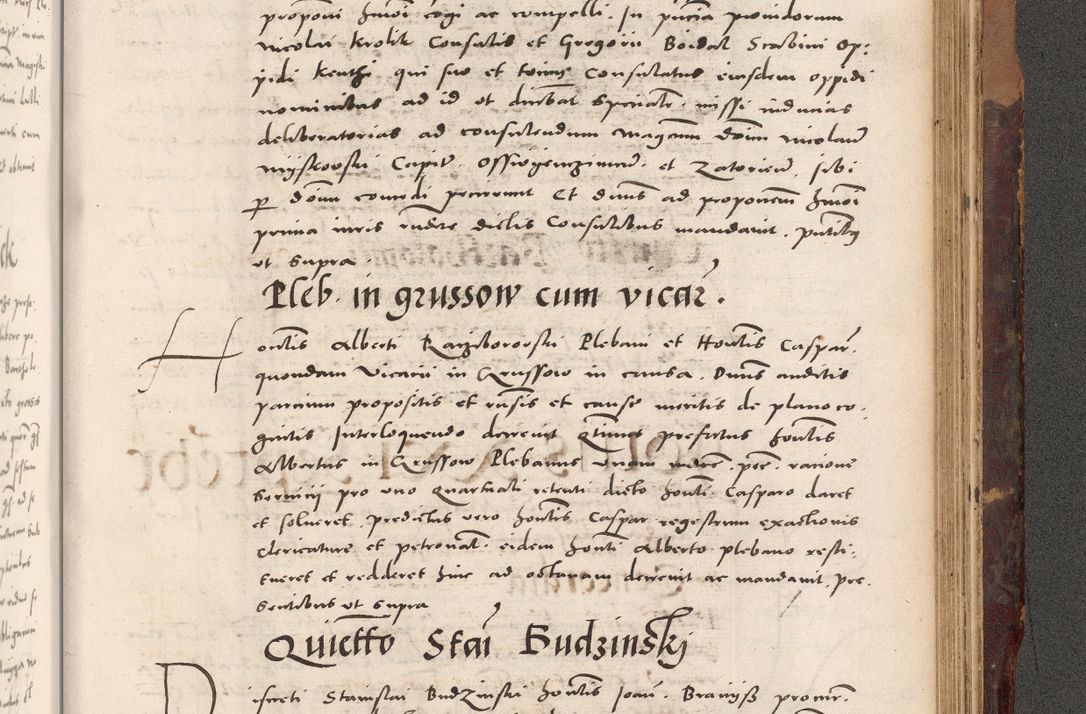 Zdjęcie nr 1041 dla obiektu archiwalnego: Acta actorum causarum, sentenciarum tam diffinitivarum quam interloquutoriarum, decretorum, obligationum, quietationum et constitucionum procuratorum coram reverendo domino Bartholomeo Ganthkowski cancellario Gnesnensi, archidiacono et reverendissimi in Christo patris domini Andree Dei gratia episcopi Cracoviensis vicario in spiritualibus generali Cracoviensi ad annum Domini millesimum quingentesimum quingentesimum secundum, cuius indictio decima, pontificatus Julii pape tercii, annus tercius, foeliciter continuantur.