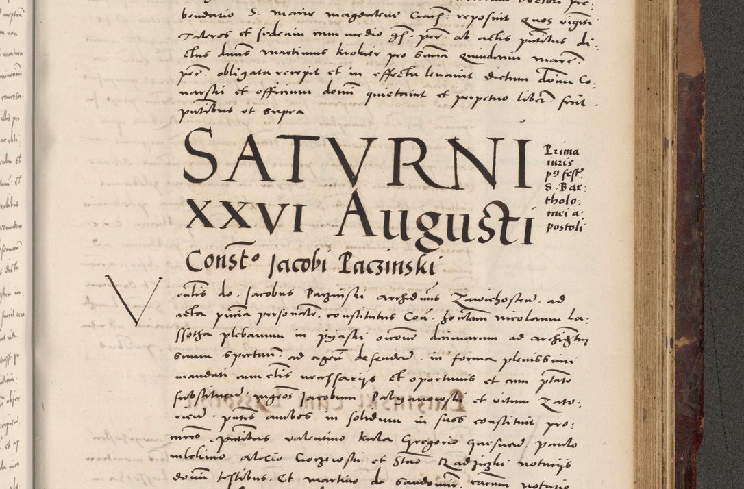 Zdjęcie nr 985 dla obiektu archiwalnego: Acta actorum causarum, sentenciarum tam diffinitivarum quam interloquutoriarum, decretorum, obligationum, quietationum et constitucionum procuratorum coram reverendo domino Bartholomeo Ganthkowski cancellario Gnesnensi, archidiacono et reverendissimi in Christo patris domini Andree Dei gratia episcopi Cracoviensis vicario in spiritualibus generali Cracoviensi ad annum Domini millesimum quingentesimum quingentesimum secundum, cuius indictio decima, pontificatus Julii pape tercii, annus tercius, foeliciter continuantur.